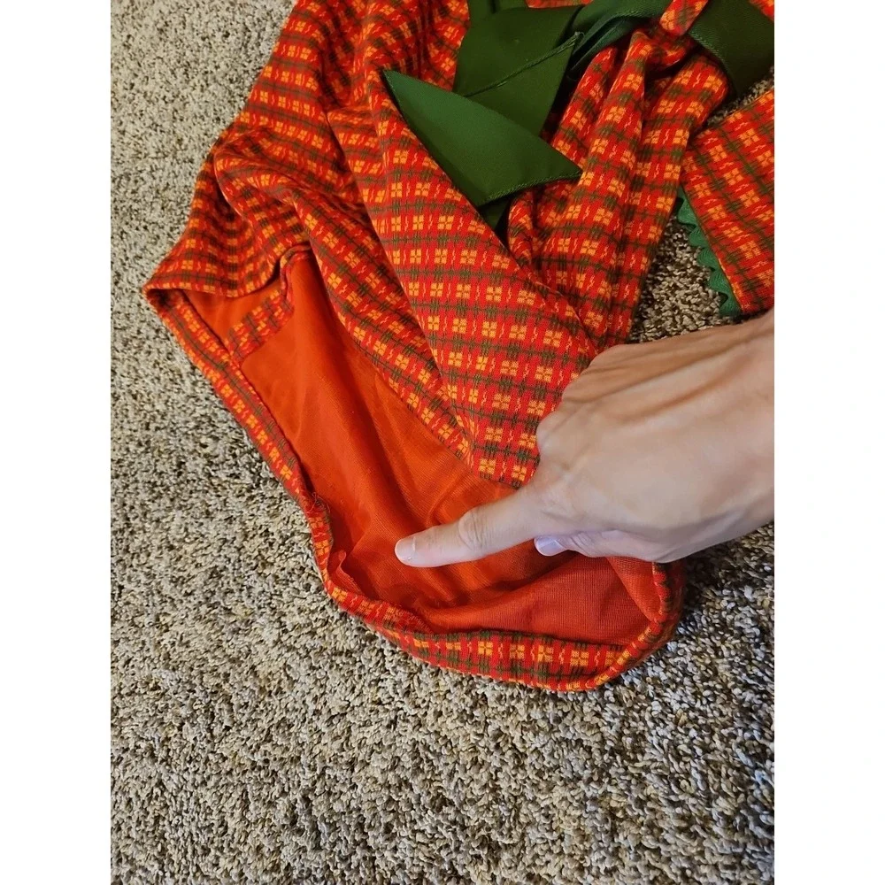 1970s Vintage Orange-Red Green Gen-way Cali Waistband RicRac Mini Dress Dress #3